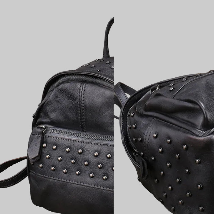 Small Rivets Leather Backpack Purse