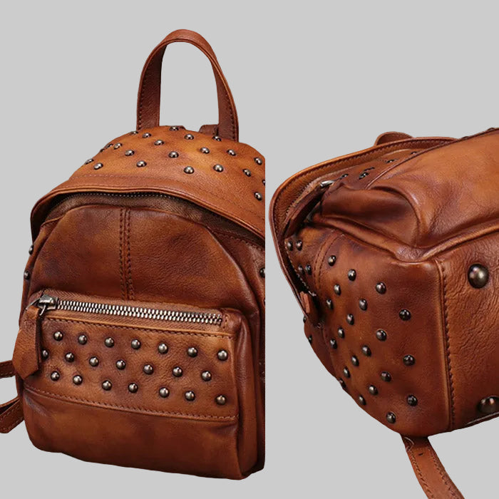 Small Rivets Leather Backpack Purse