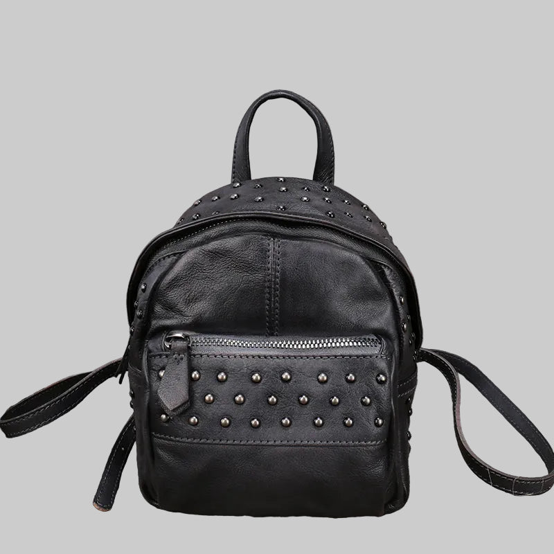 Small Rivets Leather Backpack Purse