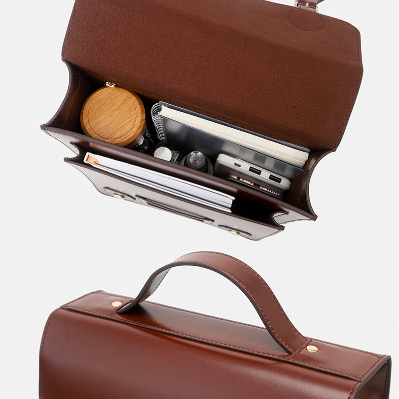 Small Square Flap Leather Backpack Purse