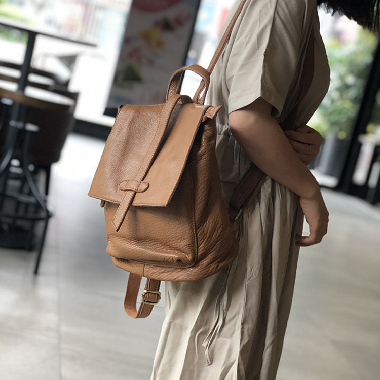 Stylish Small Ladies Genuine Leather Rucksack Backpack Purse for Women
