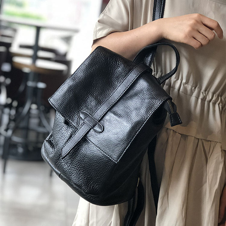 Stylish Small Ladies Genuine Leather Rucksack Backpack Purse for Women