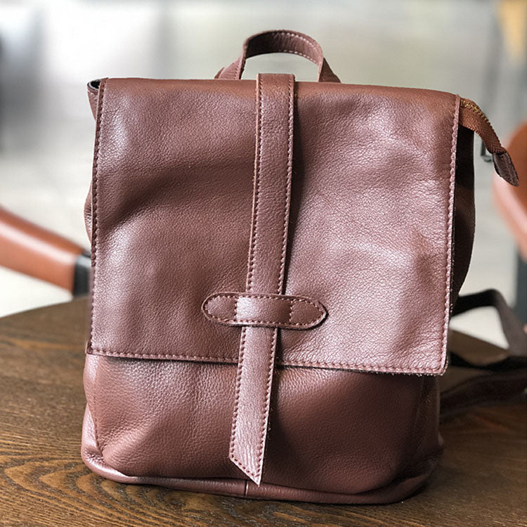 Stylish Small Ladies Genuine Leather Rucksack Backpack Purse for Women