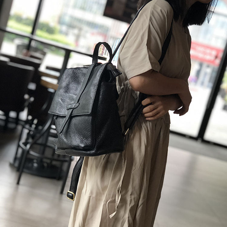 Stylish Small Ladies Genuine Leather Rucksack Backpack Purse for Women
