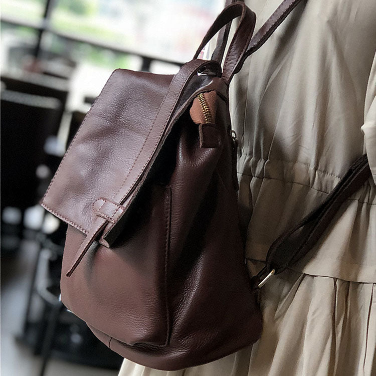 Stylish Small Ladies Genuine Leather Rucksack Backpack Purse for Women