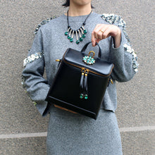 Load image into Gallery viewer, Stylish Womens Black Leather Backpack Purse Cross Shoulder Bag
