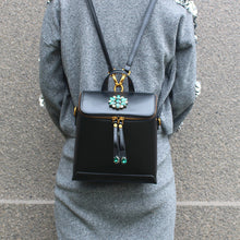 Load image into Gallery viewer, Stylish Womens Black Leather Backpack Purse Cross Shoulder Bag
