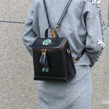 Load image into Gallery viewer, Stylish Womens Black Leather Backpack Purse Cross Shoulder Bag
