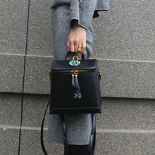 Load image into Gallery viewer, Stylish Womens Black Leather Backpack Purse Cross Shoulder Bag
