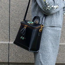 Load image into Gallery viewer, Stylish Womens Black Leather Backpack Purse Cross Shoulder Bag
