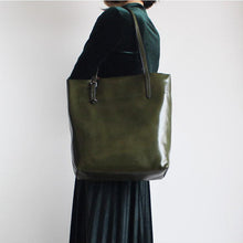 Load image into Gallery viewer, Womens Green Leather Tote Bag Handbags Shoulder Bag for Women
