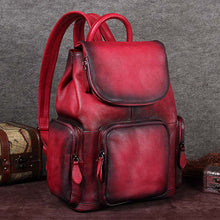 Load image into Gallery viewer, Vintage Womens Brown Leather Backpack Purse Designer Laptop Book Bag for Women
