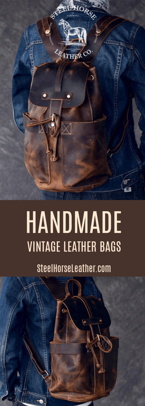 Vintage Leather Travel Backpack Rucksack