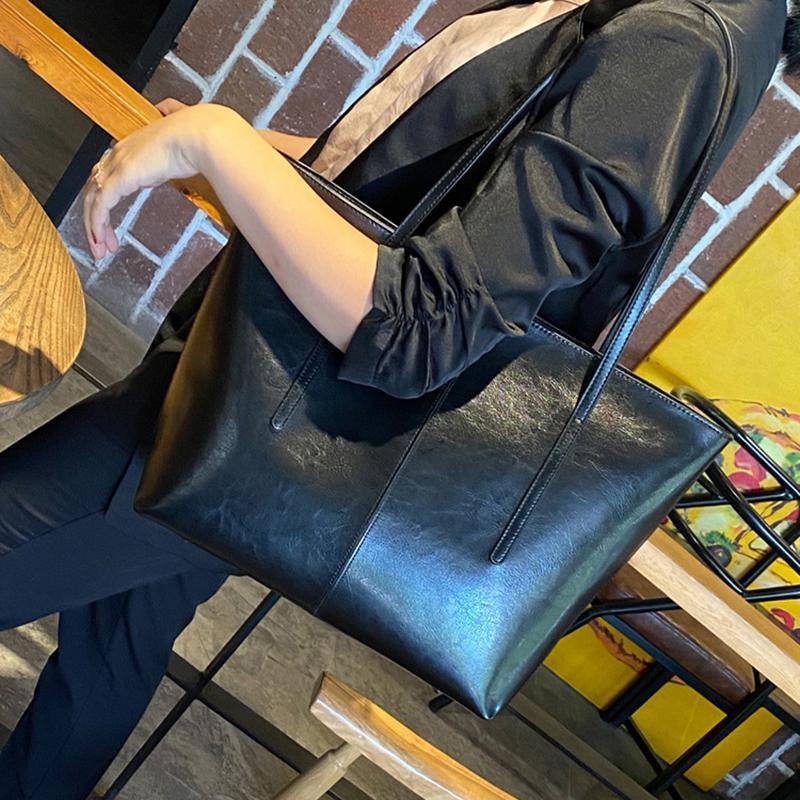 Simple Full Grain Leather Women's Tote Bag