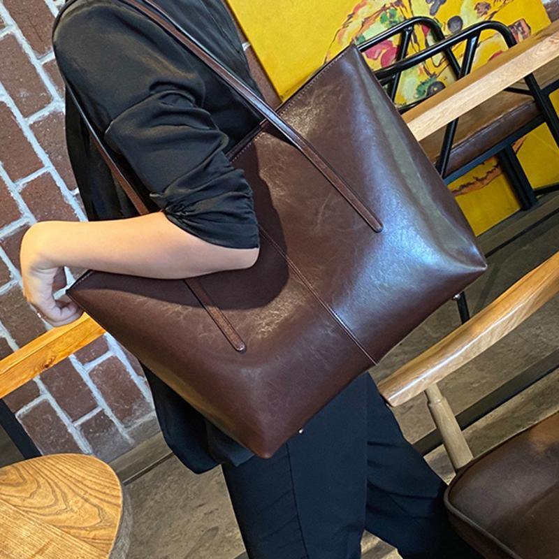 Simple Full Grain Leather Women's Tote Bag