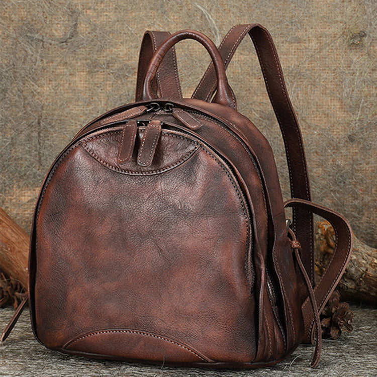 Handmade Ladies Small Leather Backpack Purse Book Bag Purse for Women