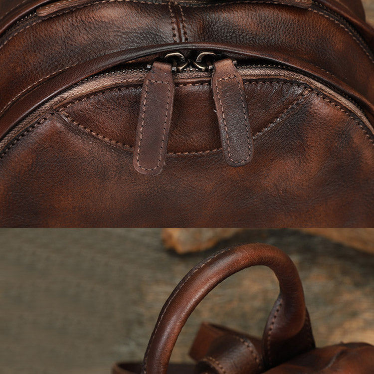 Handmade Ladies Small Leather Backpack Purse Book Bag Purse for Women