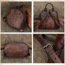 Load image into Gallery viewer, Handmade Ladies Small Leather Backpack Purse Book Bag Purse for Women
