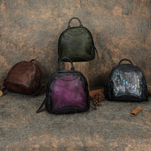 Load image into Gallery viewer, Handmade Ladies Small Leather Backpack Purse Book Bag Purse for Women

