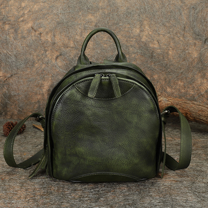 Handmade Ladies Small Leather Backpack Purse Book Bag Purse for Women