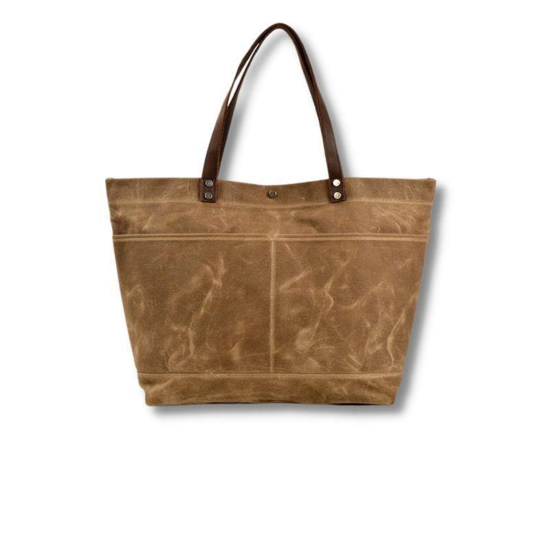 Gemma Waxed Canvas Full Grain Leather Tote Bag