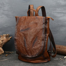 Load image into Gallery viewer, Vintage Ladies Embossed Leather Backpack Purse Rucksack Bag For Women
