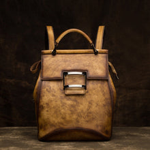 Load image into Gallery viewer, Ladies Green Leather Backpack Purse Rucksack Shoulder Handbags For Women
