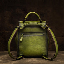 Load image into Gallery viewer, Ladies Green Leather Backpack Purse Rucksack Shoulder Handbags For Women
