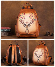 Load image into Gallery viewer, Vintage Womens Leather Backpack Purse With Built In Universal USB Port For Women
