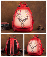 Load image into Gallery viewer, Vintage Womens Leather Backpack Purse With Built In Universal USB Port For Women
