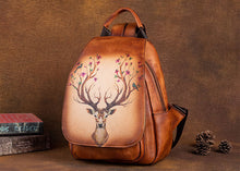 Load image into Gallery viewer, Vintage Womens Leather Backpack Purse With Built In Universal USB Port For Women
