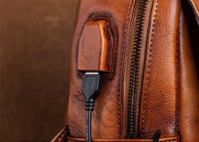 Load image into Gallery viewer, Vintage Womens Leather Backpack Purse With Built In Universal USB Port For Women
