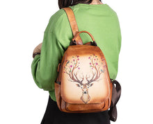 Load image into Gallery viewer, Vintage Womens Leather Backpack Purse With Built In Universal USB Port For Women
