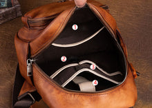Load image into Gallery viewer, Vintage Womens Leather Backpack Purse With Built In Universal USB Port For Women
