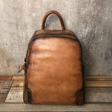 Load image into Gallery viewer, Vintage Ladies Leather Zip Backpack Purse Medium Leather Rucksack For Women
