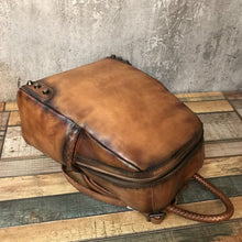 Load image into Gallery viewer, Vintage Ladies Leather Zip Backpack Purse Medium Leather Rucksack For Women
