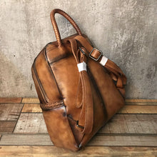 Load image into Gallery viewer, Vintage Ladies Leather Zip Backpack Purse Medium Leather Rucksack For Women
