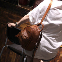 Load image into Gallery viewer, Vintage Ladies Mini Brown Leather Backpack Purse Small Leather Backpacks for Women
