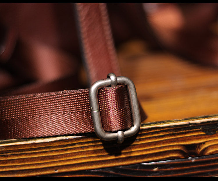 Vintage Ladies Mini Brown Leather Backpack Purse Small Leather Backpacks for Women