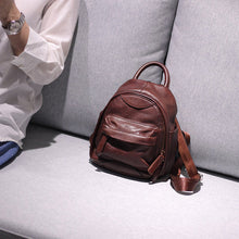 Load image into Gallery viewer, Vintage Ladies Mini Brown Leather Backpack Purse Small Leather Backpacks for Women
