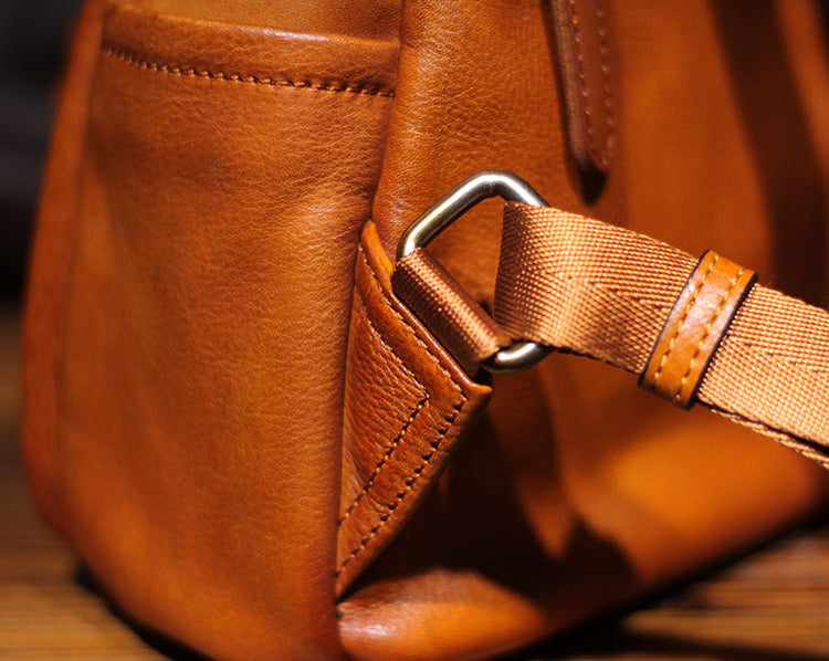 Vintage Ladies Mini Brown Leather Backpack Purse Small Leather Backpacks for Women