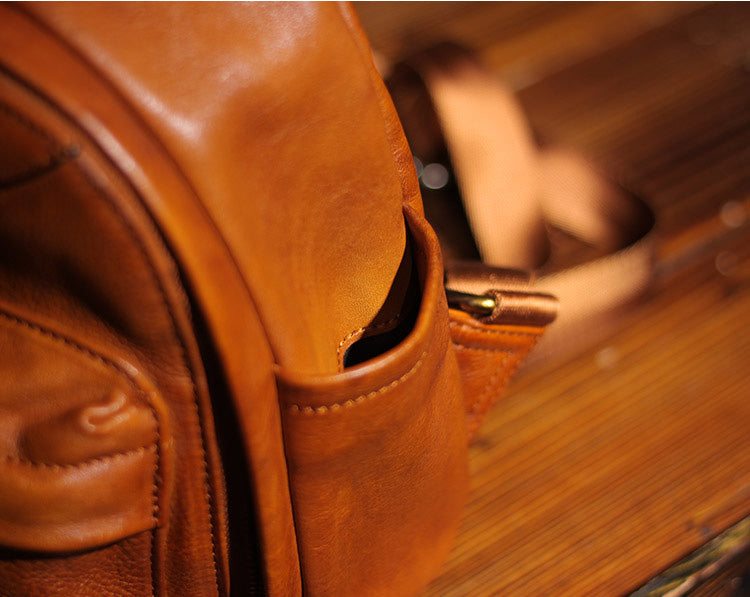 Vintage Ladies Mini Brown Leather Backpack Purse Small Leather Backpacks for Women