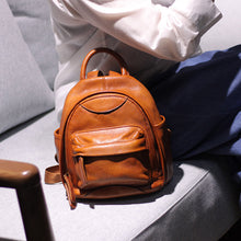 Load image into Gallery viewer, Vintage Ladies Mini Brown Leather Backpack Purse Small Leather Backpacks for Women

