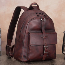 Load image into Gallery viewer, Handmade Womens Black Leather Backpack Purse Book Bags for Women
