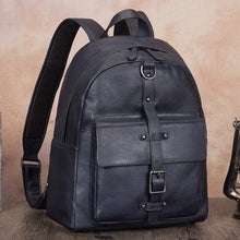 Load image into Gallery viewer, Handmade Womens Black Leather Backpack Purse Book Bags for Women

