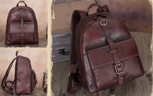 Load image into Gallery viewer, Handmade Womens Black Leather Backpack Purse Book Bags for Women
