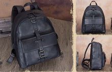 Load image into Gallery viewer, Handmade Womens Black Leather Backpack Purse Book Bags for Women
