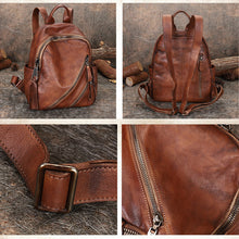 Load image into Gallery viewer, Womens Vintage Brown Leather Backpack Purse Book Bag Purse for Women
