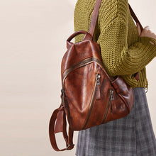Load image into Gallery viewer, Womens Vintage Brown Leather Backpack Purse Book Bag Purse for Women
