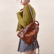 Load image into Gallery viewer, Womens Vintage Brown Leather Backpack Purse Book Bag Purse for Women
